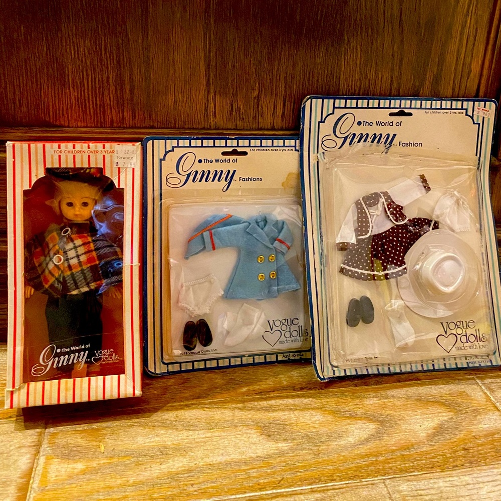 Vintage Ginny doll by Vogue dolls NIB with 2 outfits NIB included.